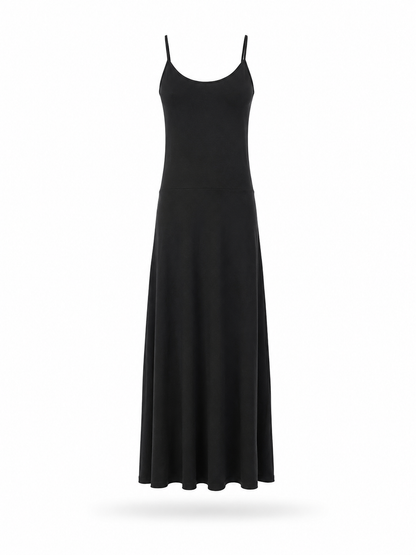 Vestido Largo Negro para Mujer | Vestido Maxi Minimalista de Tirantes